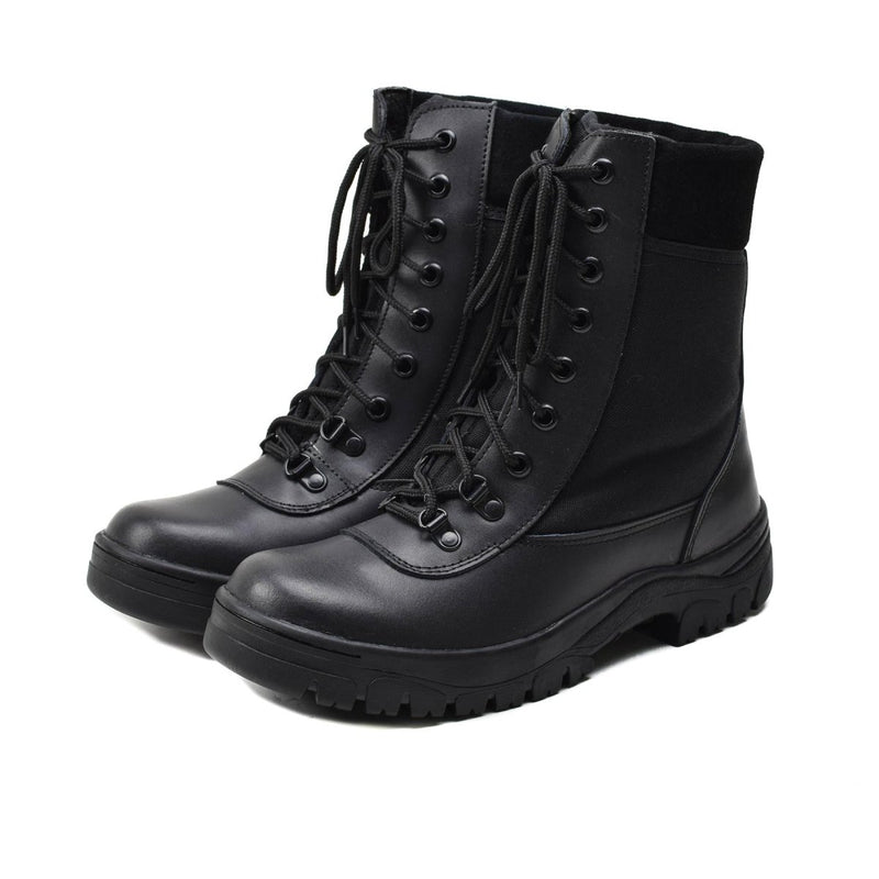 Original French military black leather breathable boots lightweight army NEW - GoMilitar