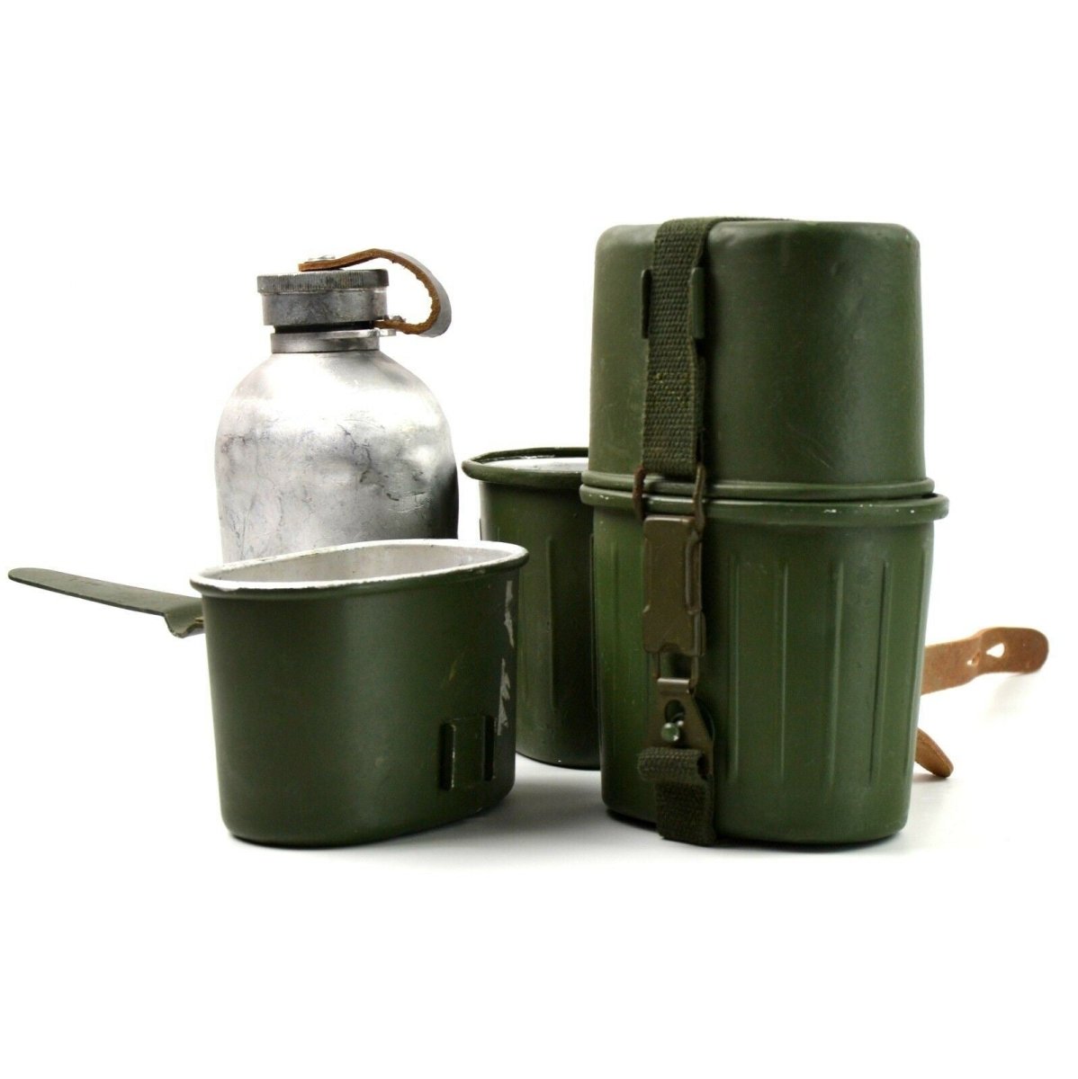 Juego de comedor original del ejército alemán, cantimplora, botella de agua, utensilios de cocina, ejército