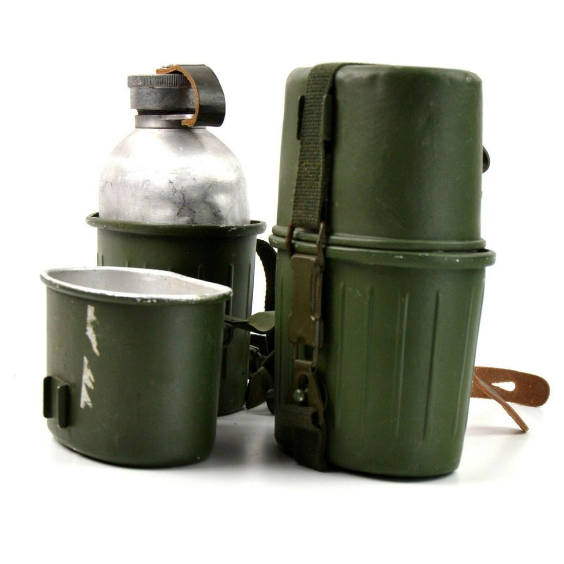 Juego de comedor original del ejército alemán, cantimplora, botella de agua, utensilios de cocina, ejército