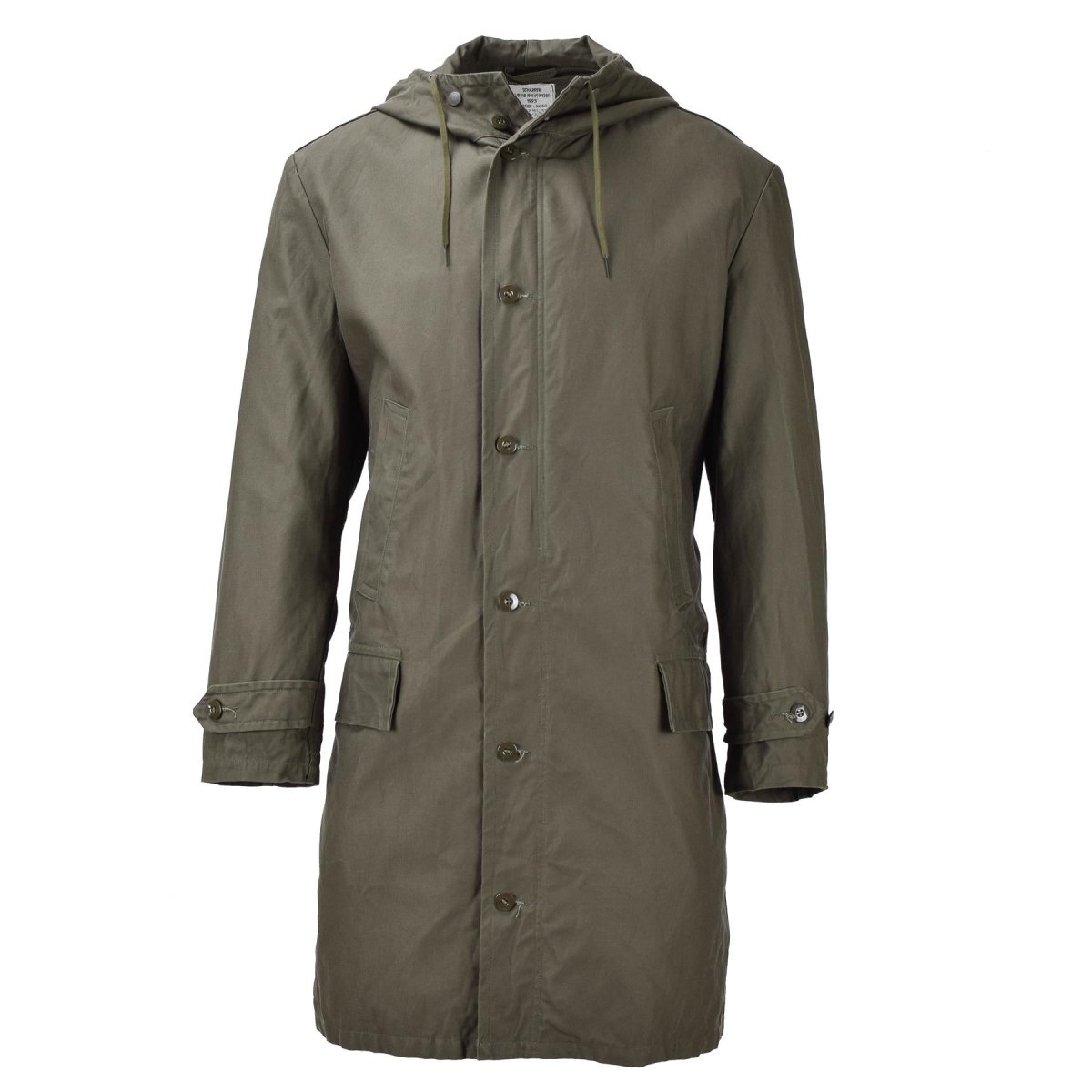 Original alemana militar larga parka chaqueta oliva abrigo con capucha ejército al aire libre