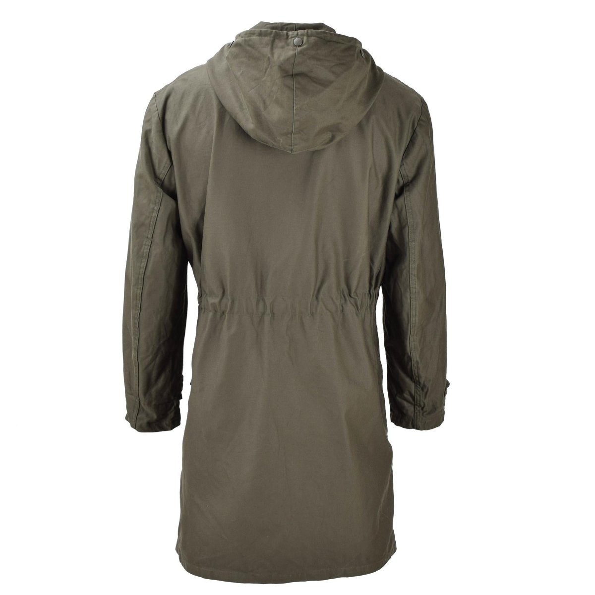 Original alemana militar larga parka chaqueta oliva abrigo con capucha ejército al aire libre