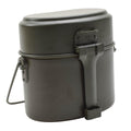 Kit da pasticcio originale militare tedesco in alluminio, contenitore con coperchio in 3 parti, oliva