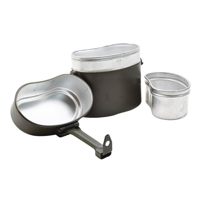 Original German Military Mess Kit Aluminium 3 Part Pot Lid Container Olive