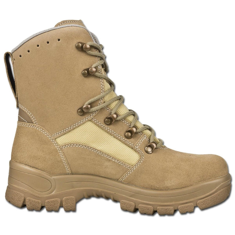 Original German military tactical khaki waterproof combat boot with rubber round sole and lace closure
