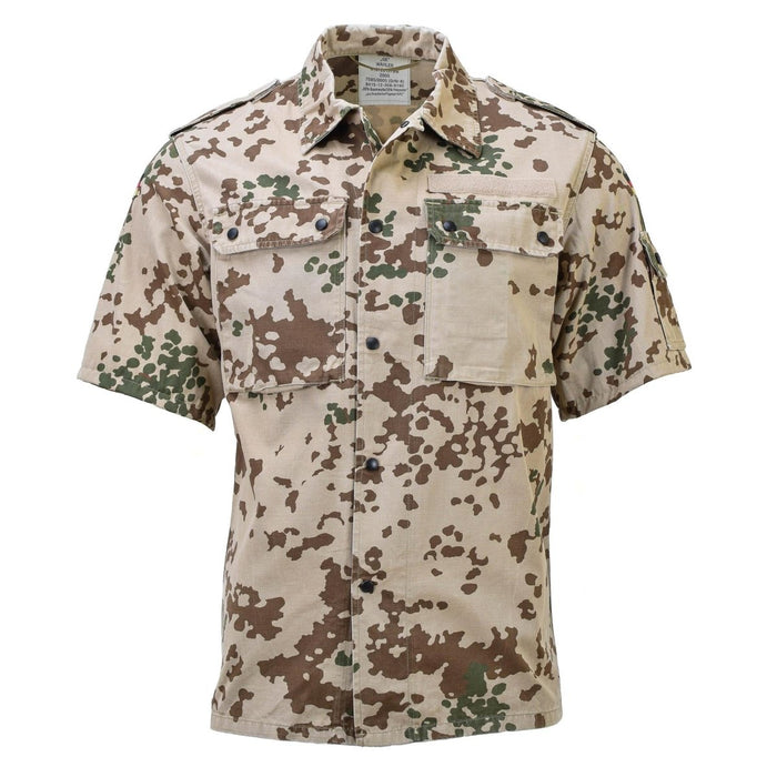 Camisa de campo BW del ejército alemán original Blusa de manga corta de camuflaje Tropentarn - GoMilitar