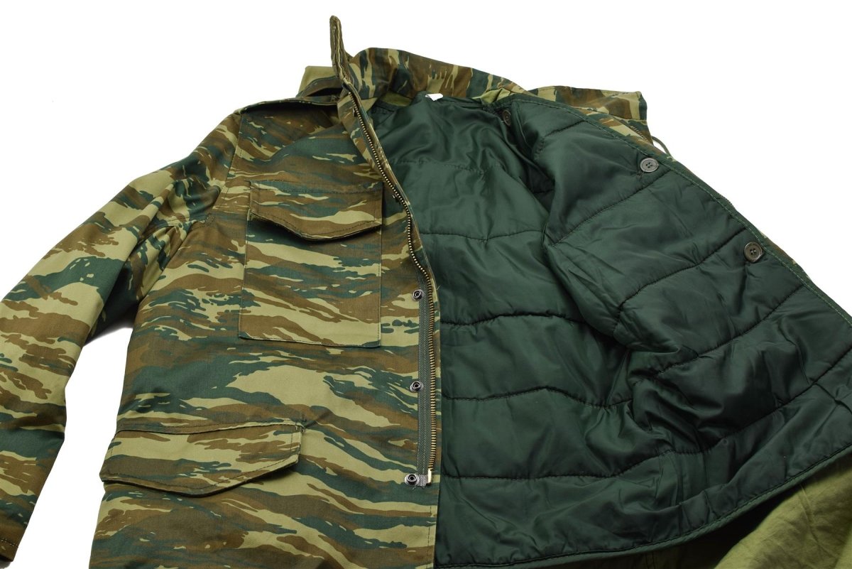 Original Greek Military M65 Field Jacket Removable Liner Army Issue Lizard Camo
