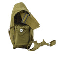 Original Hungarian military olive gas mask carrying bag leather strap vintage