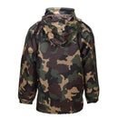 Chaqueta impermeable militar húngara original con capucha enrollable y solapa con botones M93 Camo con patrón de camuflaje para uso en exteriores y equipo táctico
