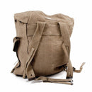 Vintage XL Italian army rucksack made of heavy-duty canvas, designed for rugged outdoor use and mountain trekking.