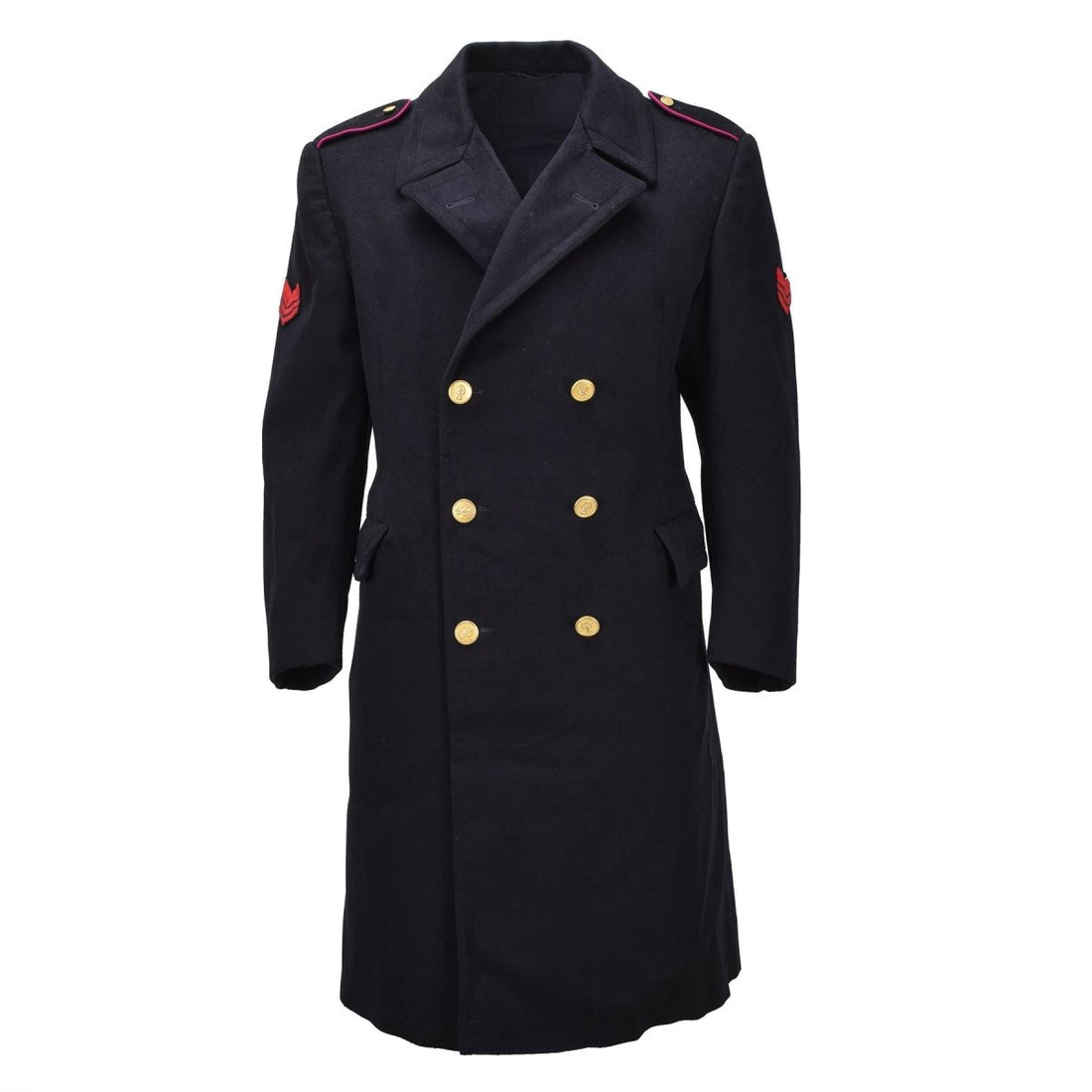 Abrigo de vestir original de los Carabinieri militares italianos de lana con doble botonadura negro