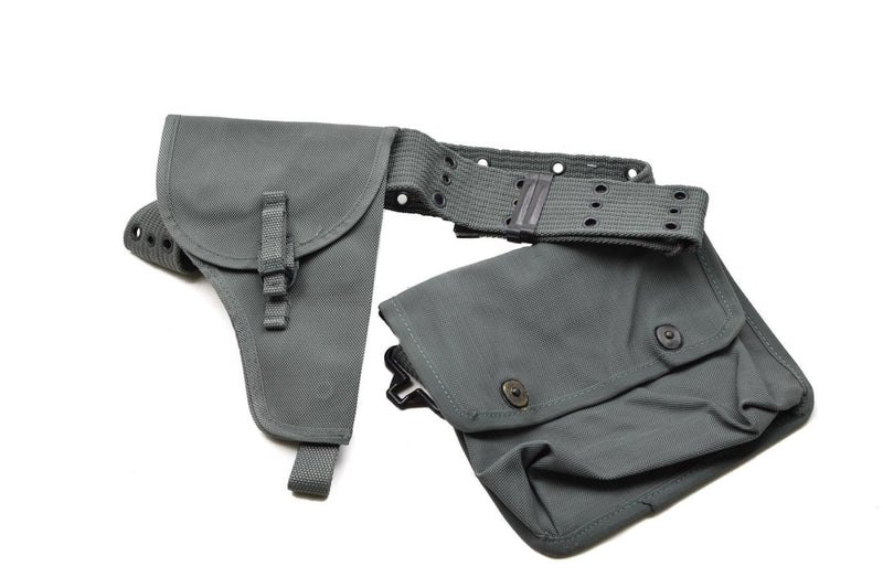 Funda original de cinturón de pistola de la policía italiana con sistema de cintura de bolsas de munición NUEVO