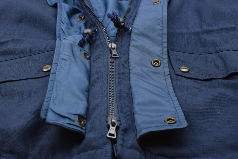 Originale Italian Trilamented Navy Parka Giaccata con cappuccio con cappuccio Nuovo impermeabile