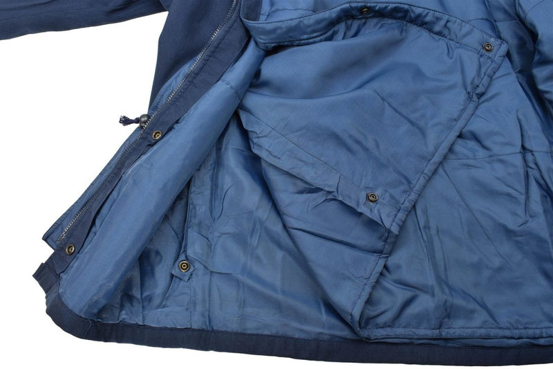 Originale Italian Trilamented Navy Parka Giaccata con cappuccio con cappuccio Nuovo impermeabile