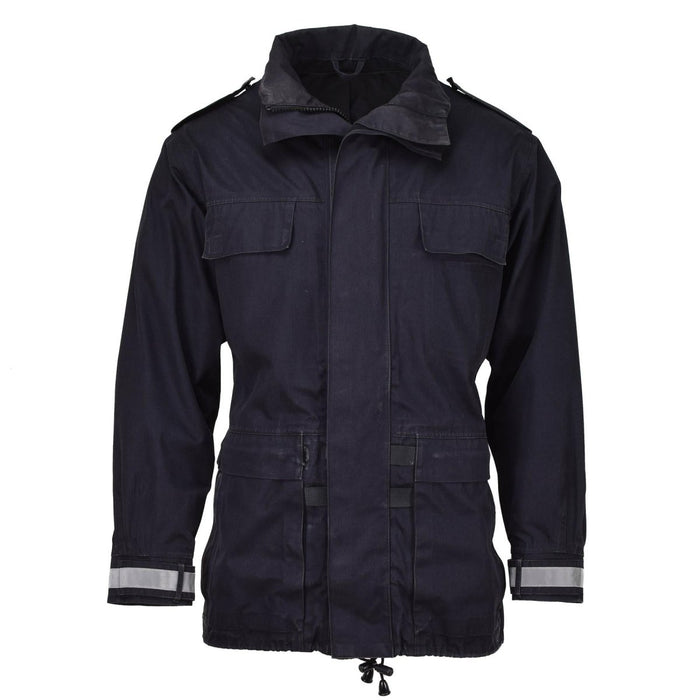 Original schwarze Militär-Regenjacke, wasserdichter Parka mit reflektierenden Bündchen und verstellbarer Passform für Schutz vor nassem Wetter