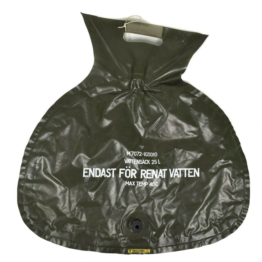 Original schwedischer Armee-25-Liter-Wassersack mit Ventil, faltbarer Tank, Oliv