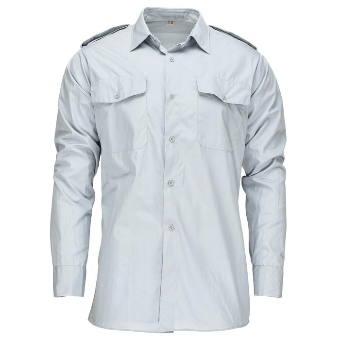 Chemise gris bleuté originale de l'armée suédoise, problème militaire suédois avec épaulettes, nouveau - GoMilitar