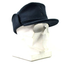 Original Swedish military wool winter hat in blue with ear flaps for warmth and cold weather protection.