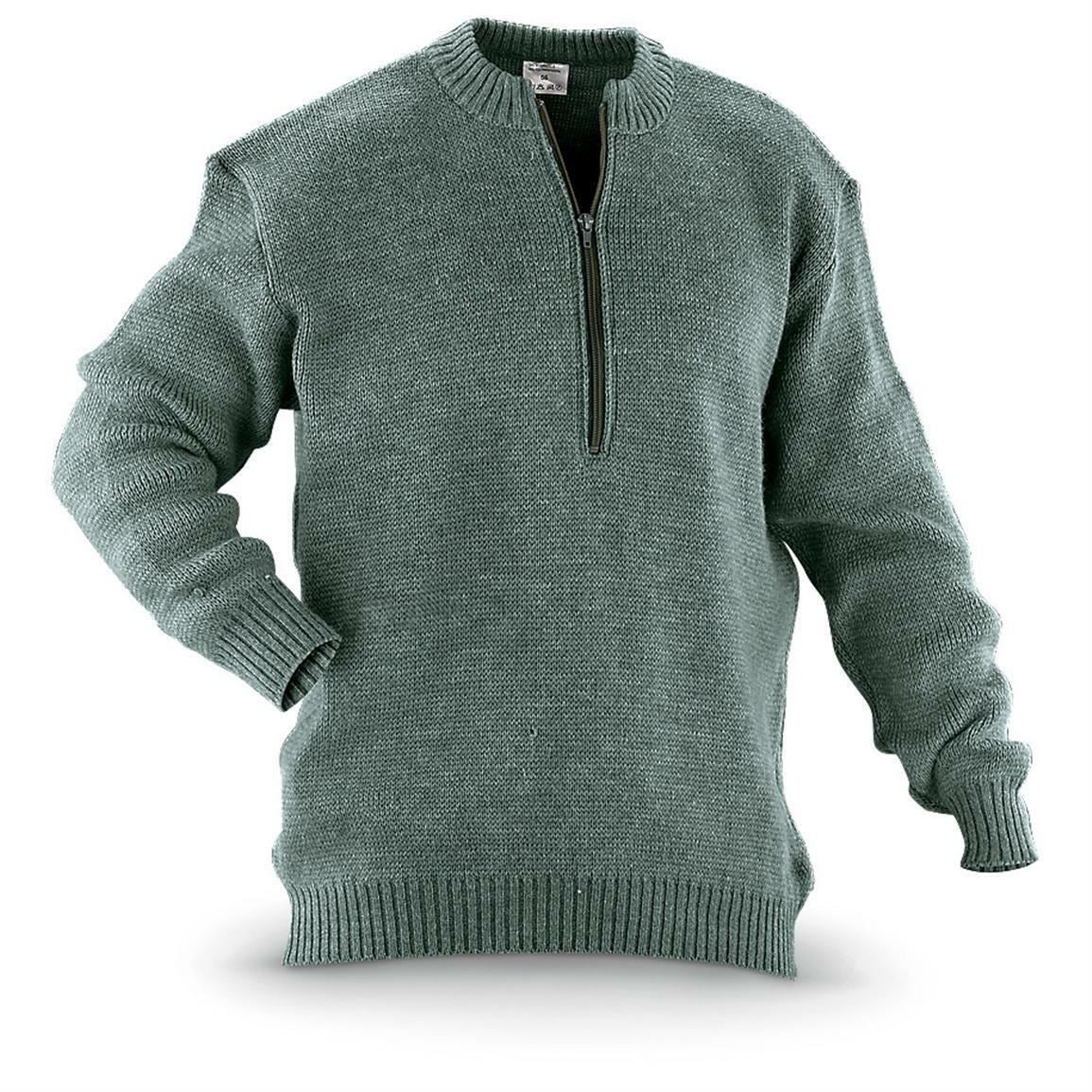 Original Swiss army pullover M74 Jumper grey virgin wool sweater with zipper