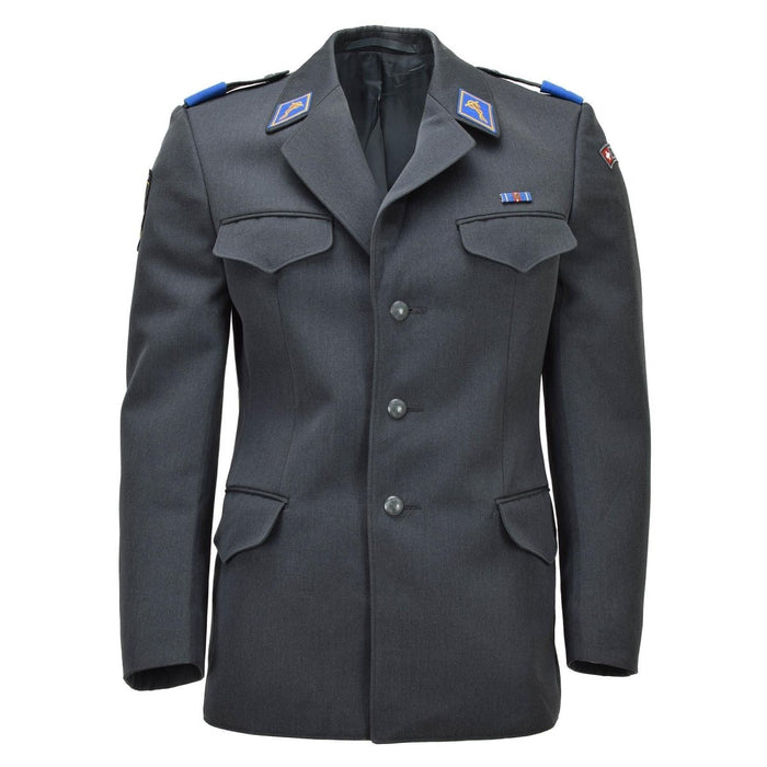Original Schweizer Militär-Formelle Jacke im Vintage-Design mit 4 Taschen, Dunkelgrau – GoMilitar