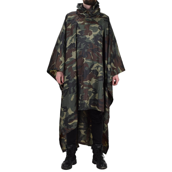 Original Turkish military camouflage poncho water resistant ripstop hooded army - GoMilitar