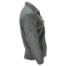 Side view of U.S. Army GEN III tactical fleece jacket in olive with reinforced shoulders and full-length zipper