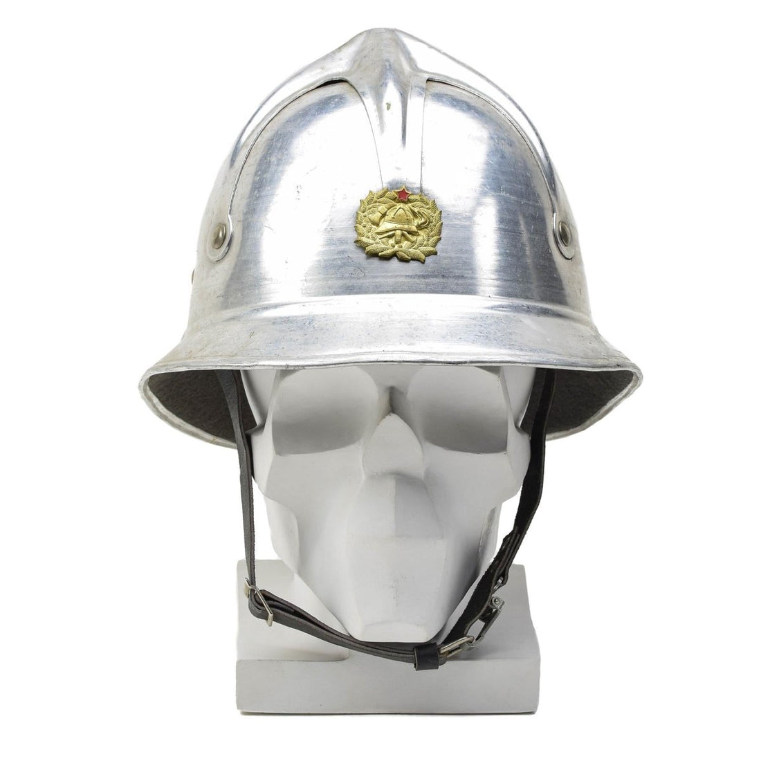 Original Yugoslavia military gray aluminum fireman helmet red start badge army