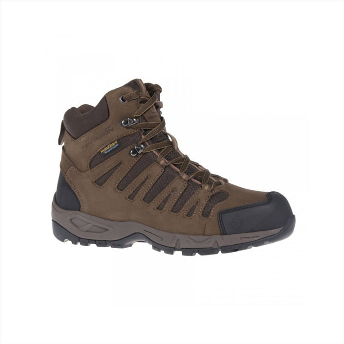 Bota táctica PENTAGON Achilles XTR de 6" en cuero nobuck marrón terra con Hydroguard impermeable y suela resistente