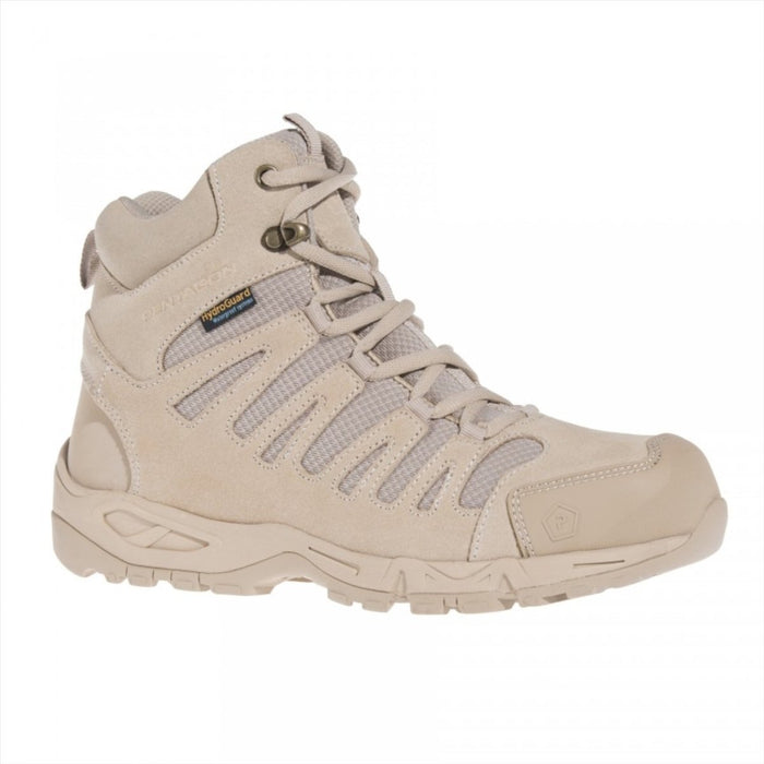 Bota táctica Pentagon Achilles XTR 6 color beige con gamuza, malla de nailon, diseño impermeable y suela resistente para uso en exteriores