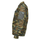 Side view of Pentagon ACU 2.0 military jacket in Greek Army lizard camouflage ripstop fabric