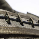 Close-up of the durable Cordura 500D fabric and secure lacing detail on the PENTAGON Milon Plate Carrier Mk2 vest.