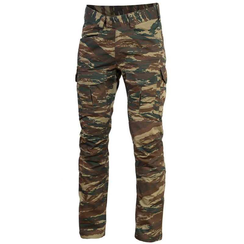 Pentagon Ranger 2.0 military style lizard camo pants with reinforced ripstop fabric and multiple secure pockets.