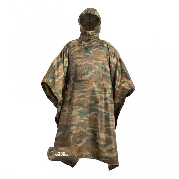 PENTAGON Waterdichte Ripstop Poncho Verstelbare Kap Compressiepakket Hagedis Camo - GoMilitar