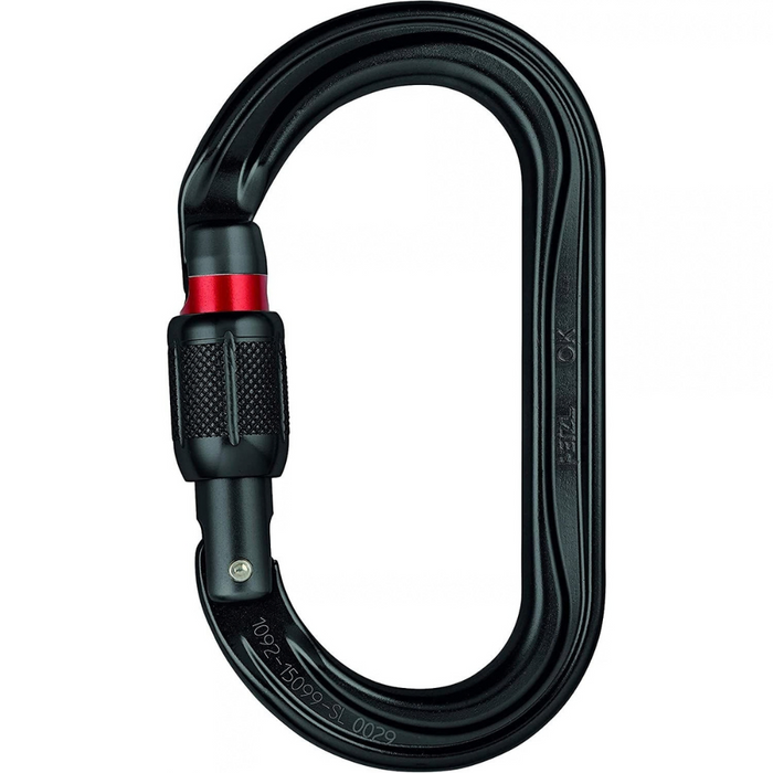PETZL OK SCREW-LOCK Symmetric Aluminum Carabiner Rigging Black 24kN - GoMilitar