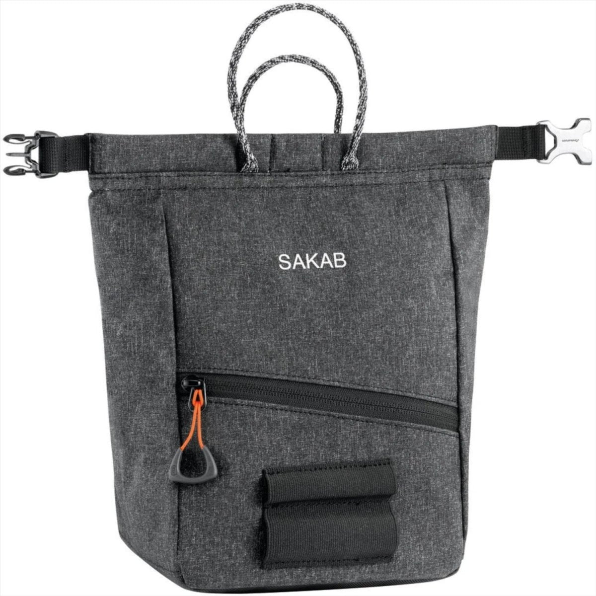PETZL SAKAB Chalk Bag Durable Magnetic Roll Top Closure Multiple Pockets Gray