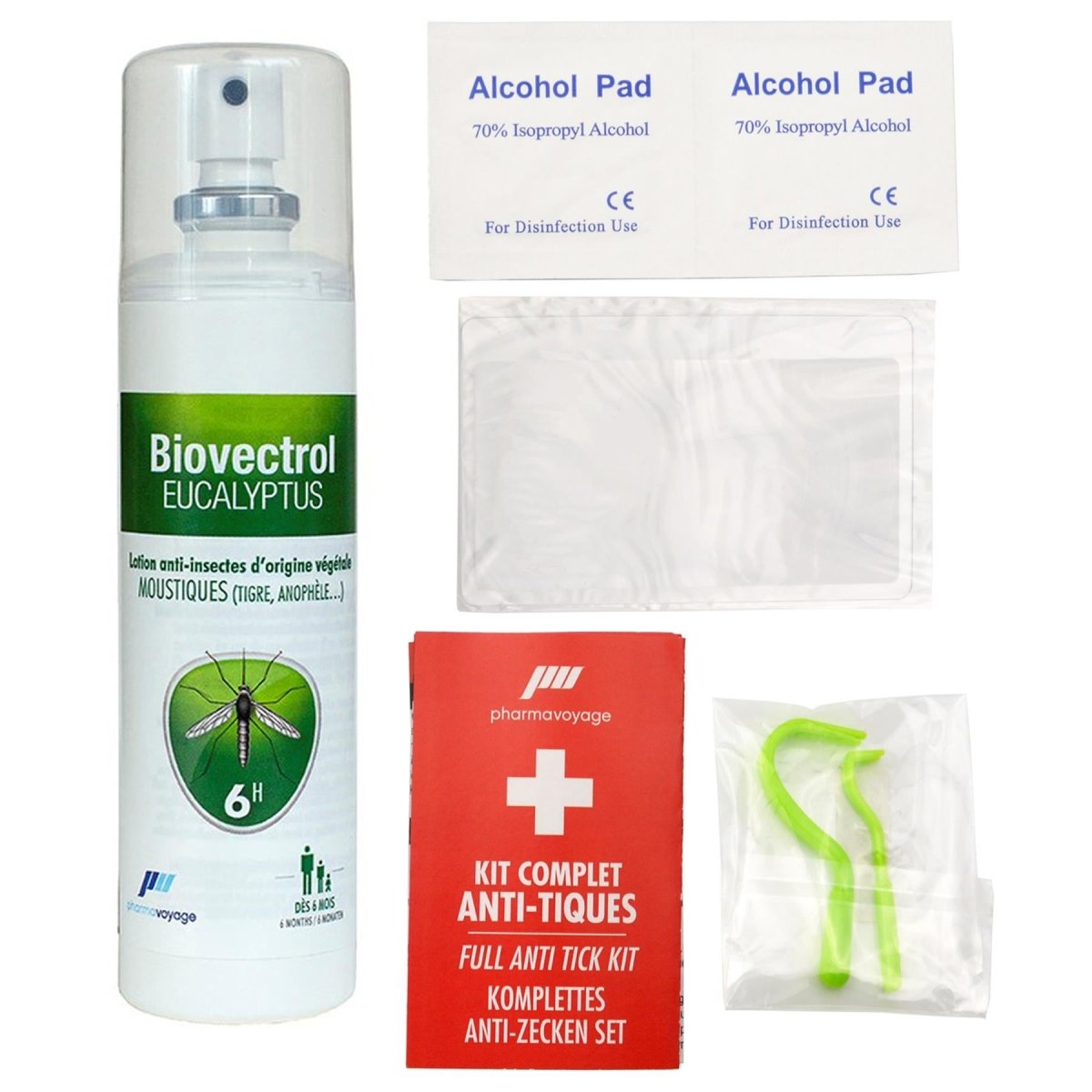 Kit complet de premiers secours anti-tiques Pharmavoyage outils d'élimination des tiques d'urgence