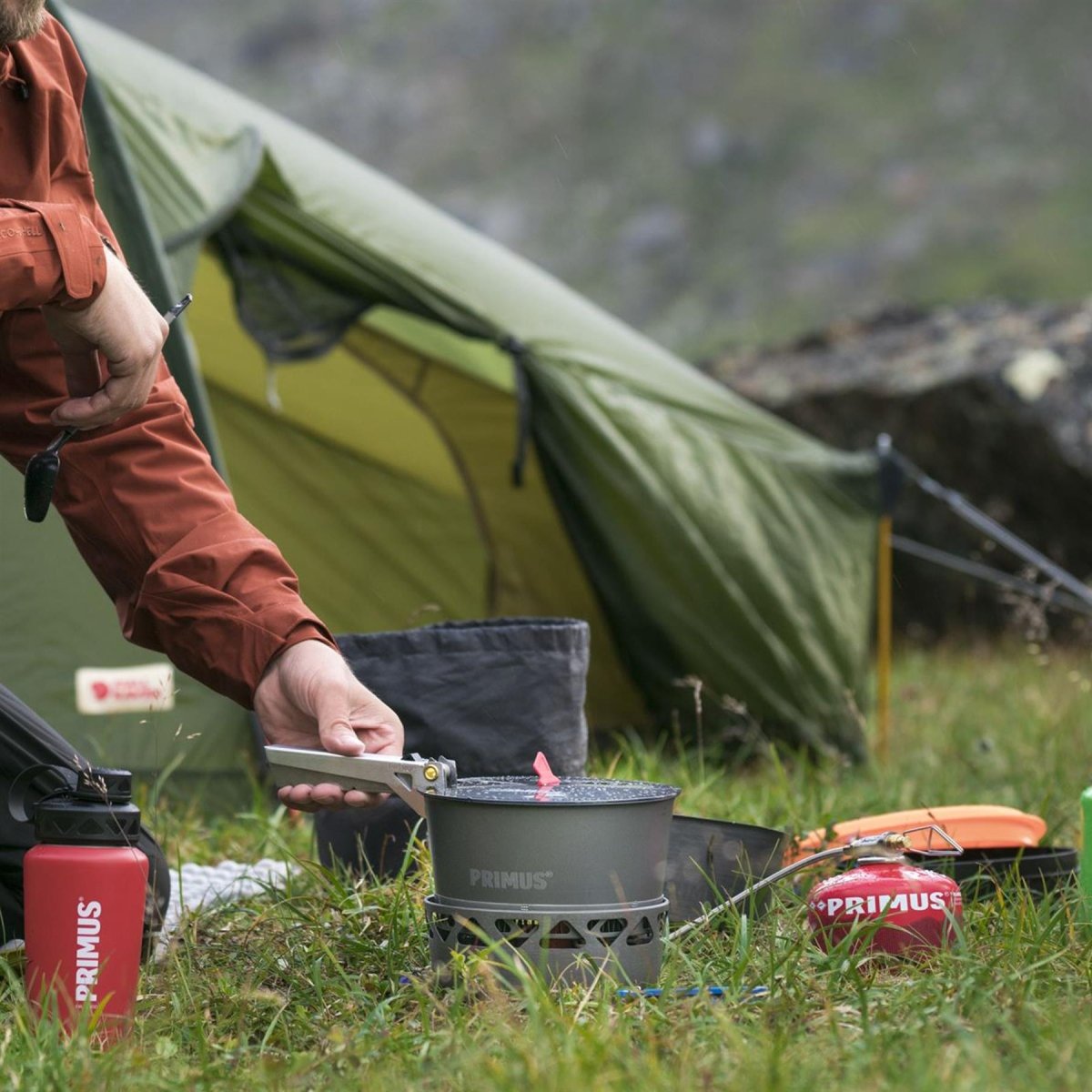 Primus Primetech Camping Stove Juego de 1.3 litros para cocinar olla de ebullición al aire libre
