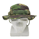 British Army style DPM ripstop boonie hat with wide brim and ventilation holes on a mannequin head