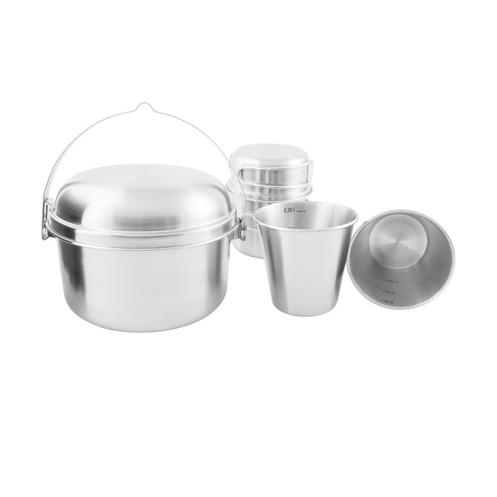 Tatonka Mini Set II kit di pentole da campeggio compatto 6 pezzi in acciaio inox per cucina all'aperto - GoMilitar