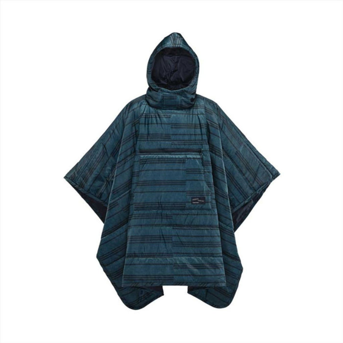 Therm-a-Rest Honcho outdoorponchodeken in blauwe ripstop-stof, waterbestendig met capuchon en voorzakontwerp