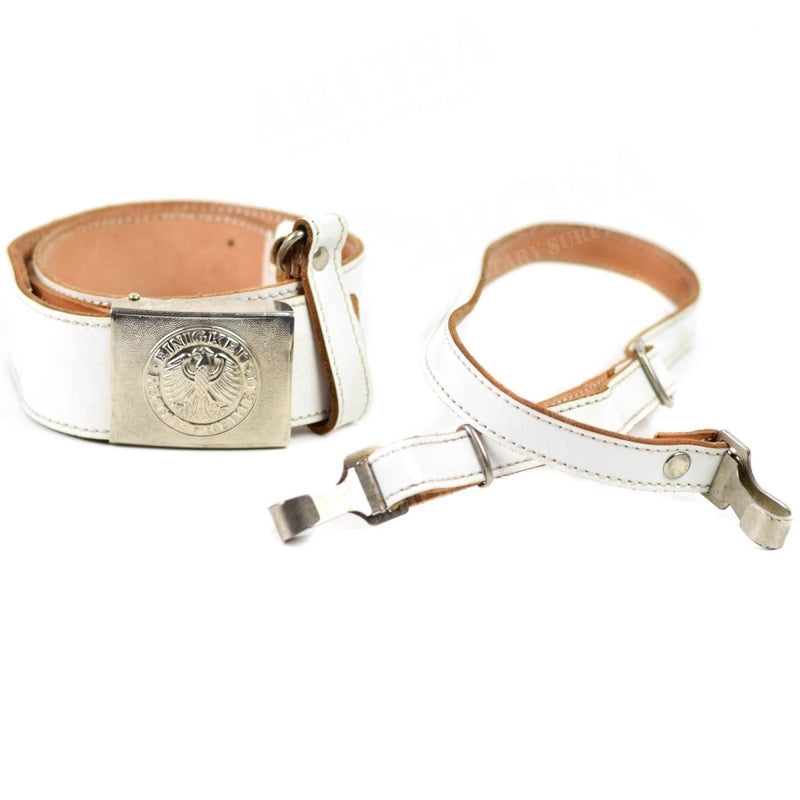 German military police leather white belt with shoulder strap adjustable vintage