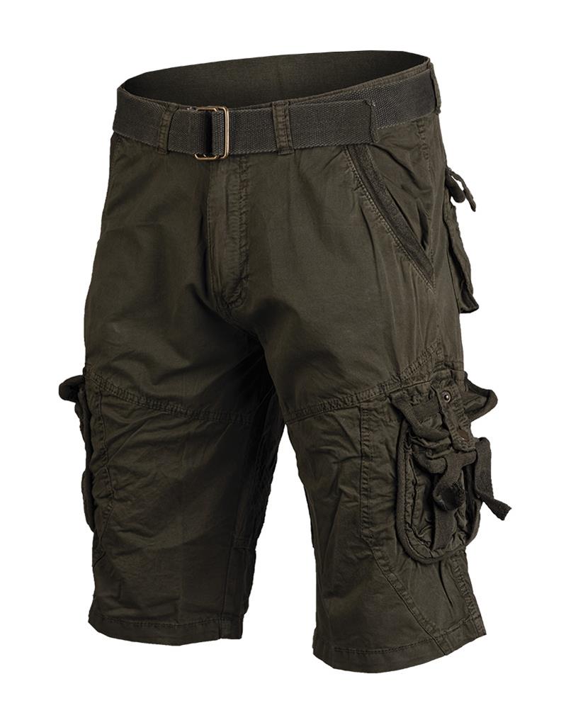 Mil-Tec Brand Germany Military vintage style prewashed olive combat shorts belt included adjustable waist