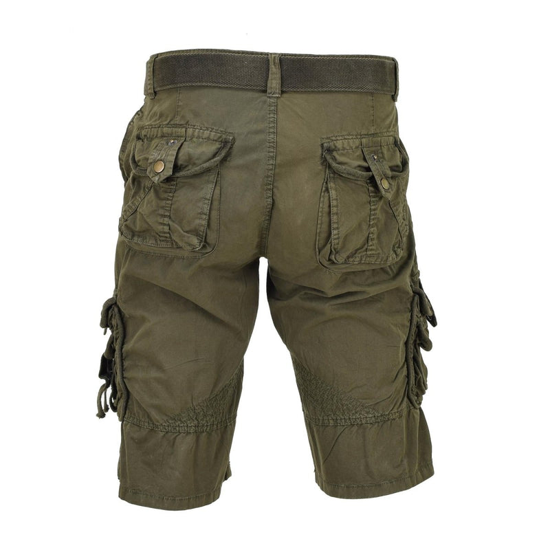 Mil-Tec Brand Germany Military vintage style prewashed olive combat shorts cargo slash pockets