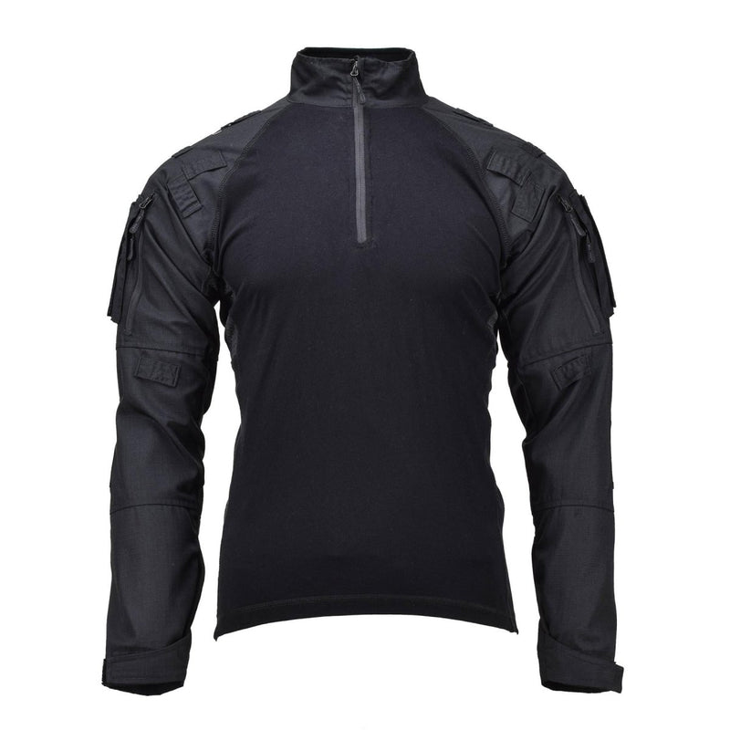 Mil-Tec Brand Military style black tactical field  troops combat shirt TYPE 2 athletic fit high neck black