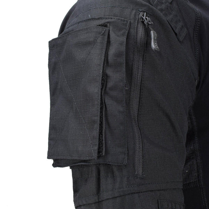 Mil-Tec Brand Military style black tactical field troops combat shirt TYPE 2 padding elbow pockets