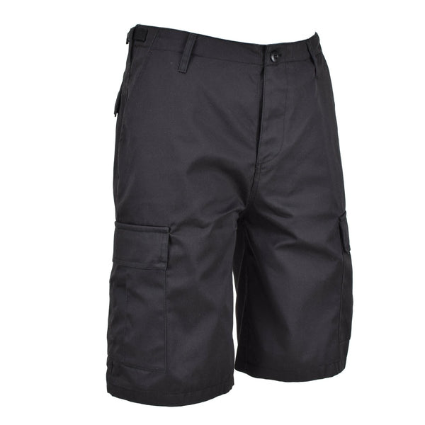 Mil-Tec Brand Military Style troops bermuda combat uniform army shorts black lightweight belt loops adjustable waist
