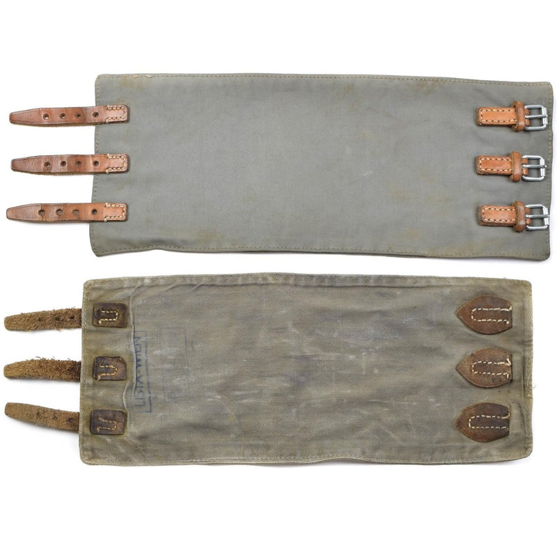 Original Austrian Army M58 leg Gaiters Vintage military surplus gaiter fastening with three leather straps with buckle