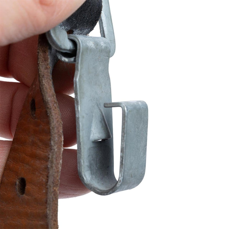 Original Austrian army Y-Strap braces genuine leather vintage military surplus aluminum buckle