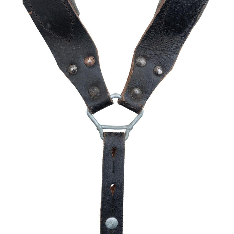 Original Austrian army Y-Strap braces genuine leather vintage military surplus vintage one size strap
