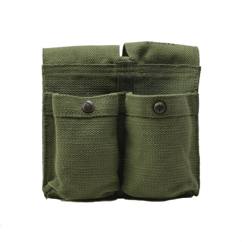 Original Norwegian army magazine pouch vintage double ammo lightweight bag green canvas