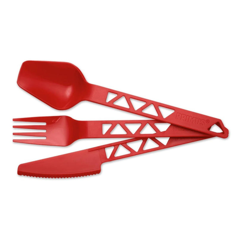 Primus Lightweight Trail outdoor cutlery set camping plastic spoon knife fork Red